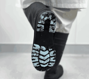 closeup of provastride powder on bottom of boot